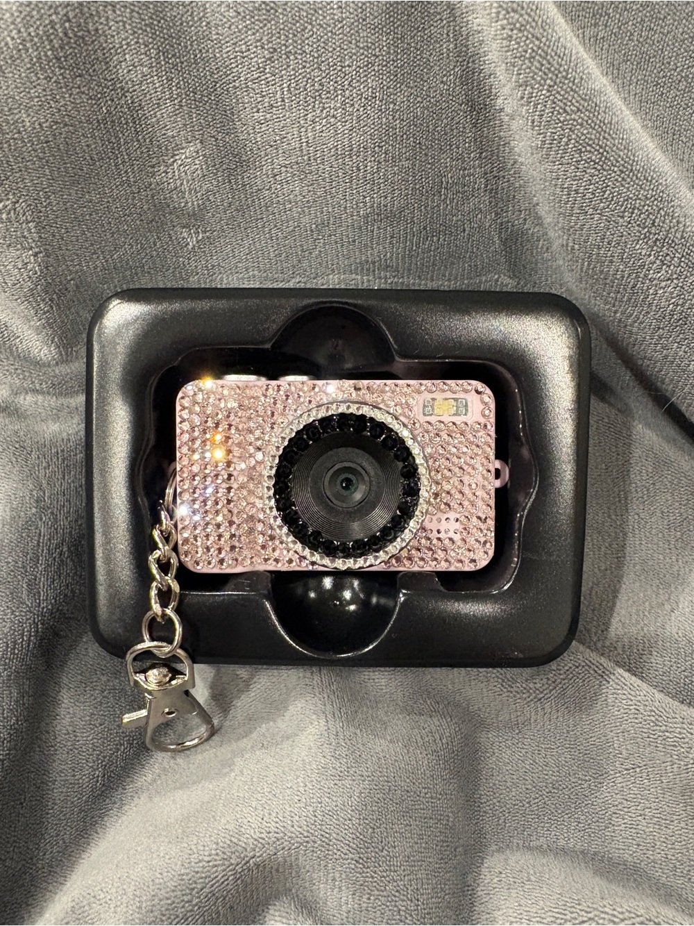 Pink Crystal Mini Working Digital Camera Bag Charm Keychain